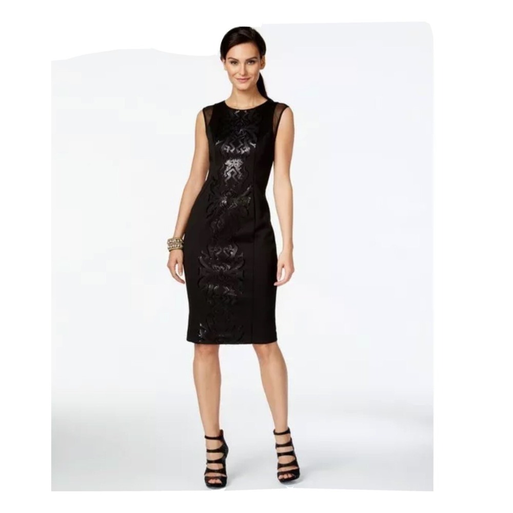 ALFANI Sequined Women's Cocktail Dress Sleeveless Knee Length LBD Size 10